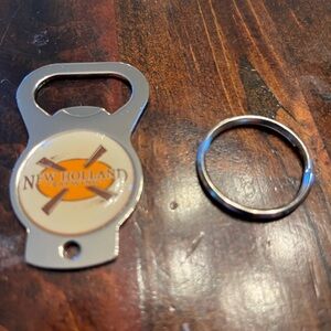 Silver Bottle Opener Keychain New Holland